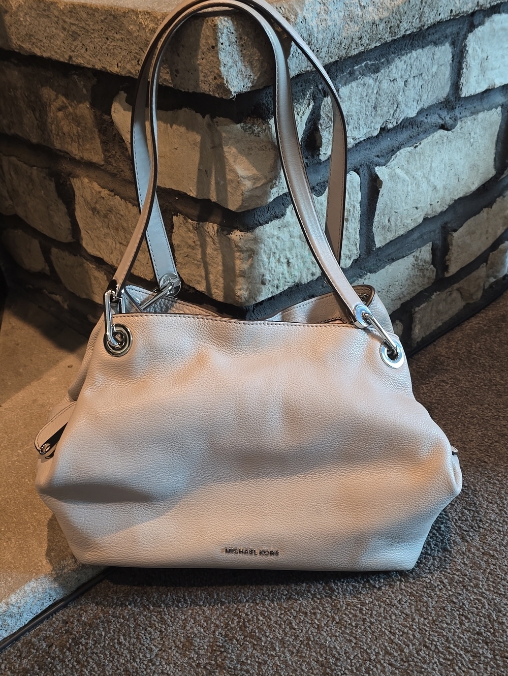 Michael Kors Cream Pebbled Leather Shoulder Tote